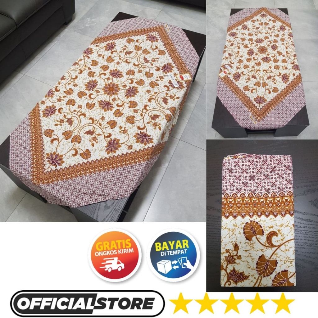 Taplak Meja Kain Batik Ruang Tamu Motif Tulis Terbaru Bahan Poliester Halus Ukuran 110 x 105 Asli Pe