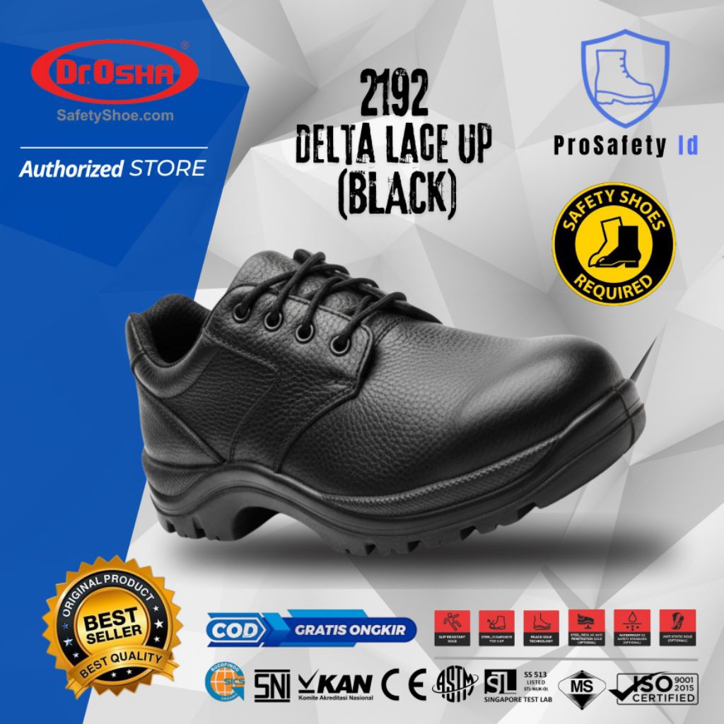 Safety Shoes Dr Osha DELTA LACE-UP 2192 / Sepatu safety 2192 Delta Lace Up - Black