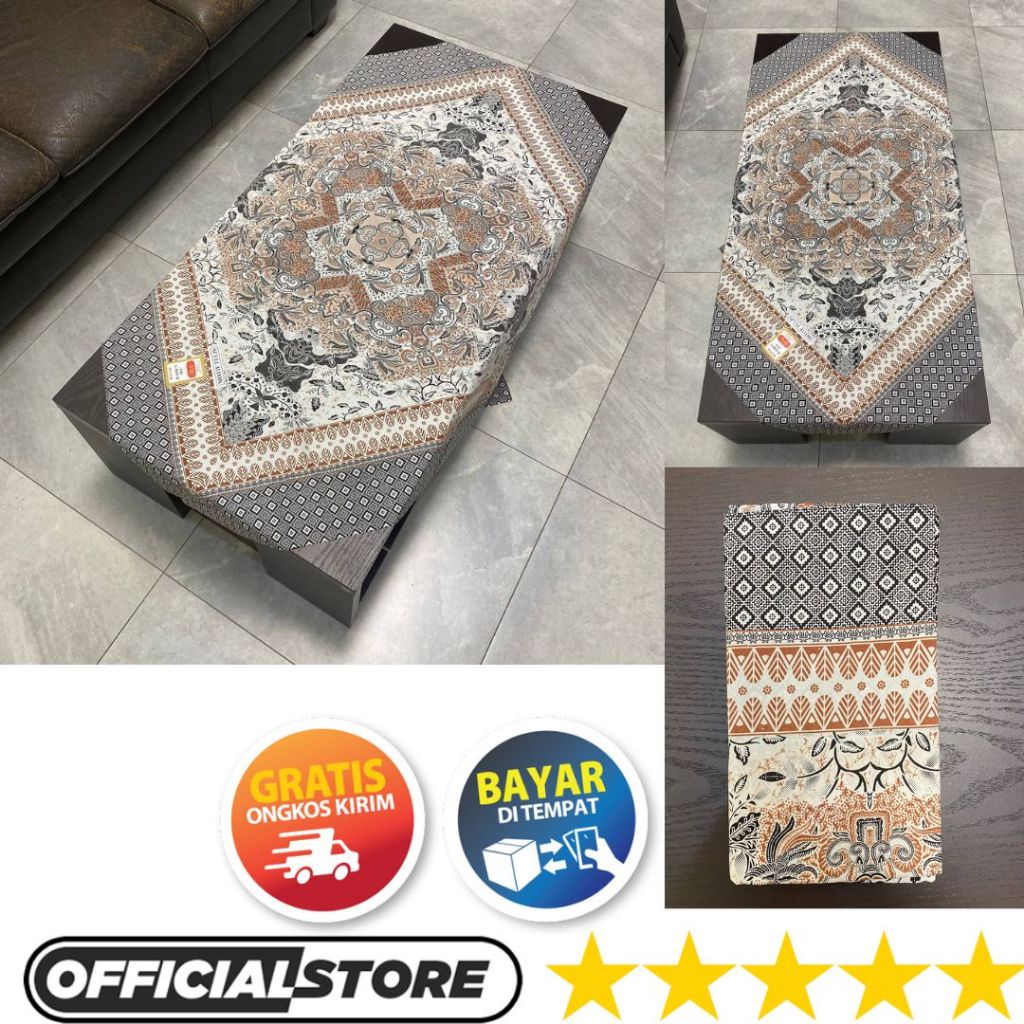 Taplak Meja Tamu Sekolah Kain Batik Printing Motif Tulis Bahan Poliester Halus Persegi Kotak Panjang