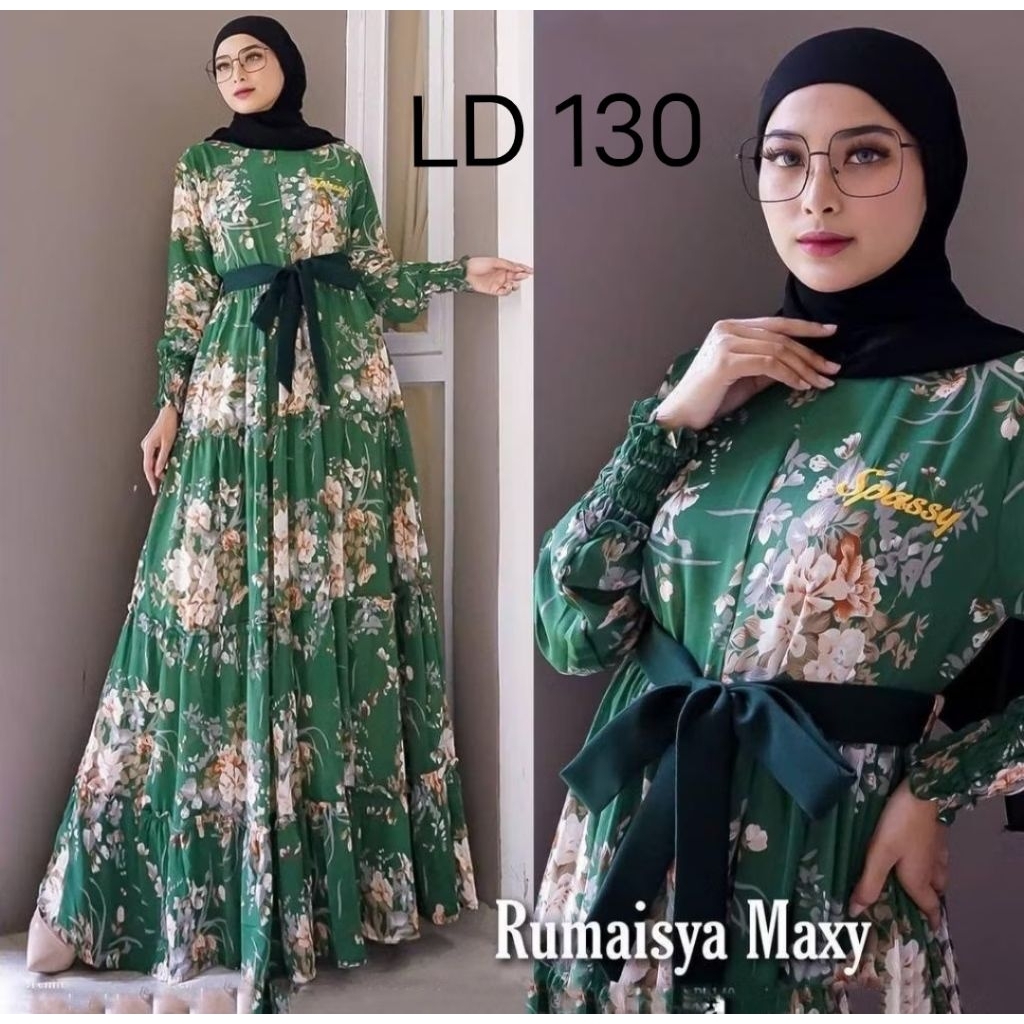 gamis ceruty bunga printing JUMBO LD 130