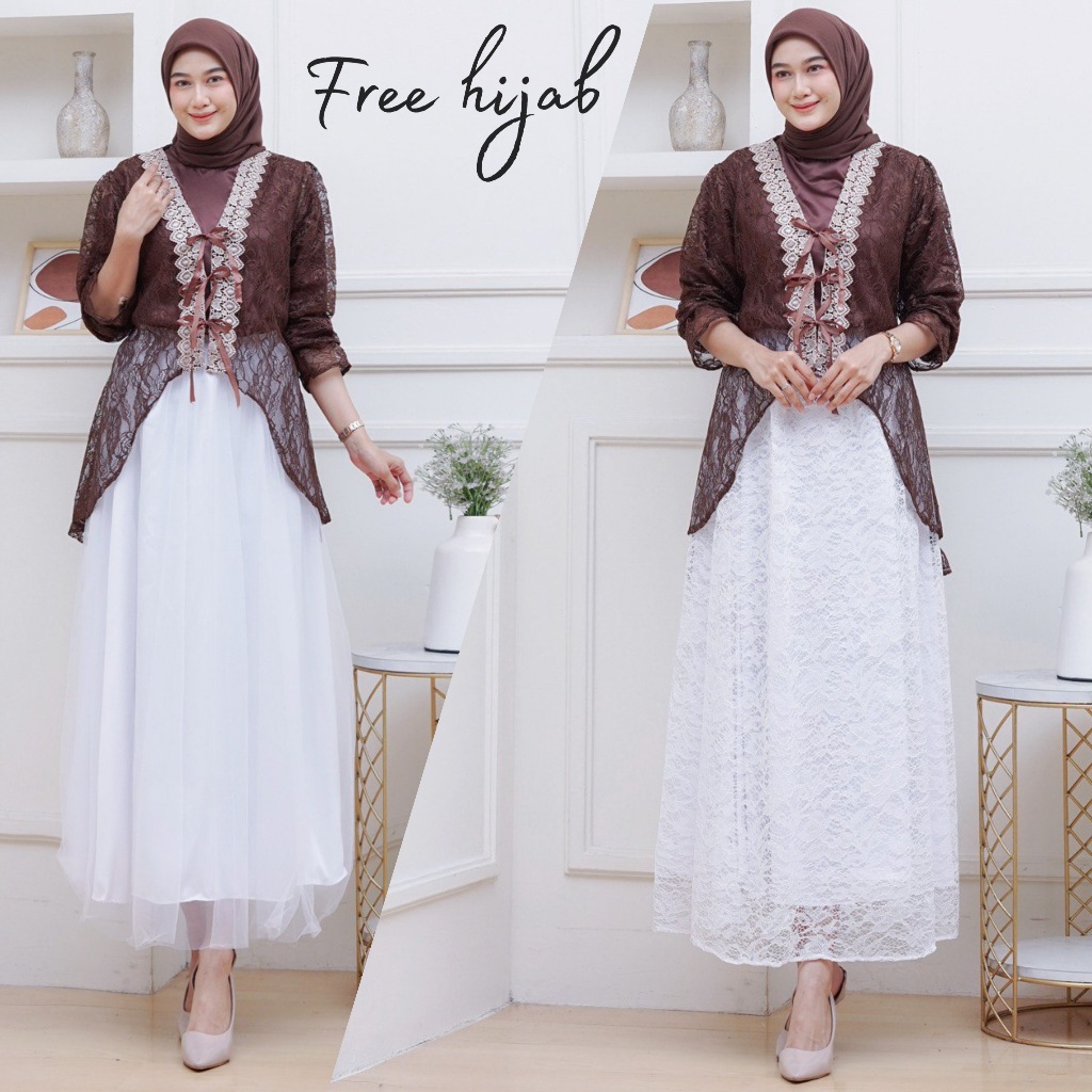 Tunik Wisa Outer Tille Brukat Cardigan Atasan Kondangan Lebaran Raya Bridesmaid Wisuda Pesta Renda