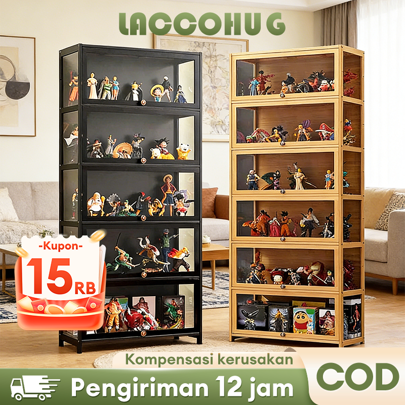 Laccohug Lemari Pajangan Kaca Akrilik Lemari Penyimpanan Multi-lapis  Lemari Pajangan Mainan