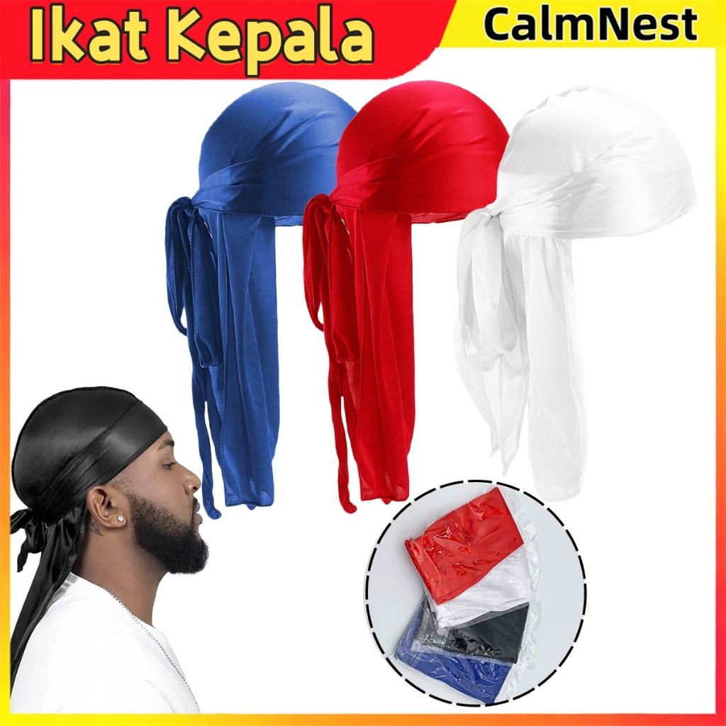 Durag Syal Kepala Durag Kepala Bandana Durag Ekor Panjang Hip Hop Topi Du-Rag Ikat Kepala Silk Durag