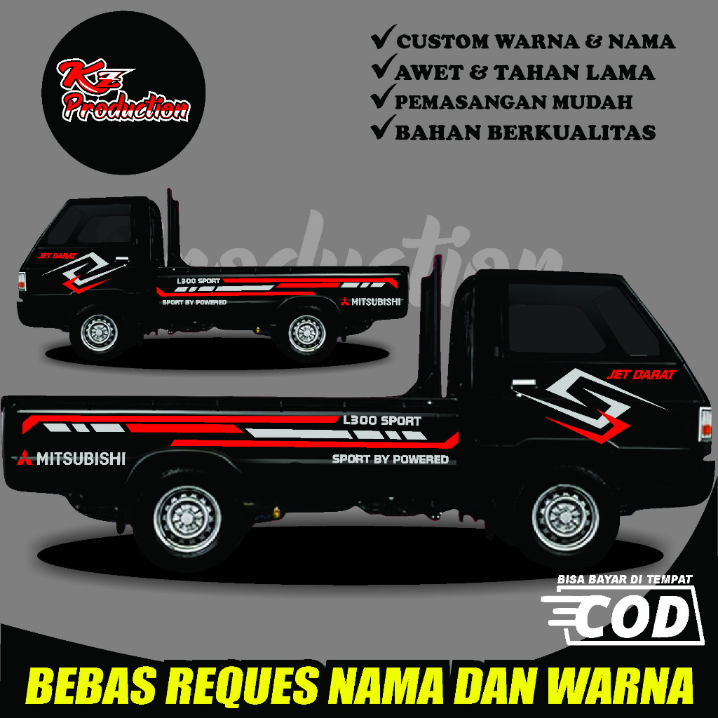 Kz.stiker jet darat pick up l300 powered by sport terbaru