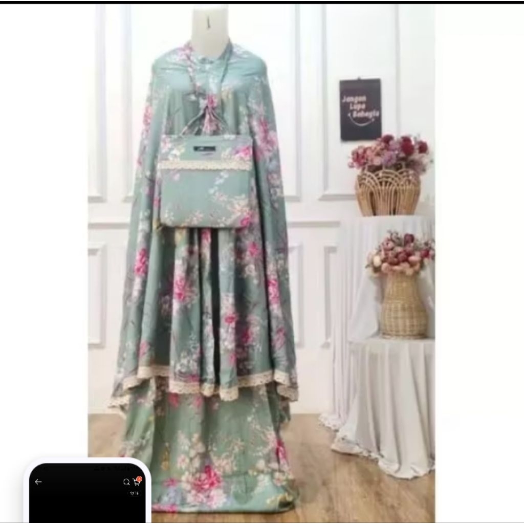 MUKENA WANITA DEWASA MOTIF BUNGA SAKURA