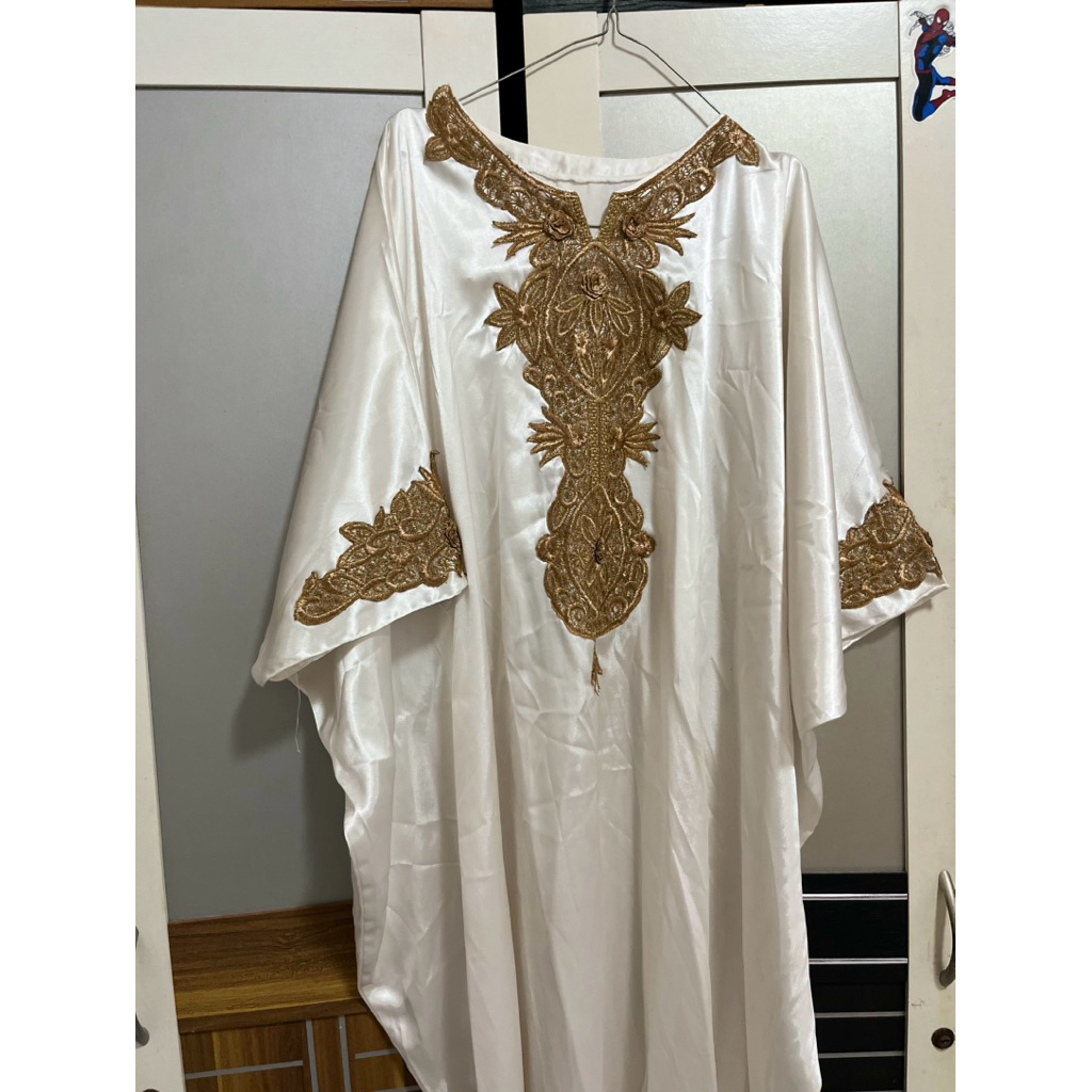 Gamis Kaftan Abaya putih lebaran
