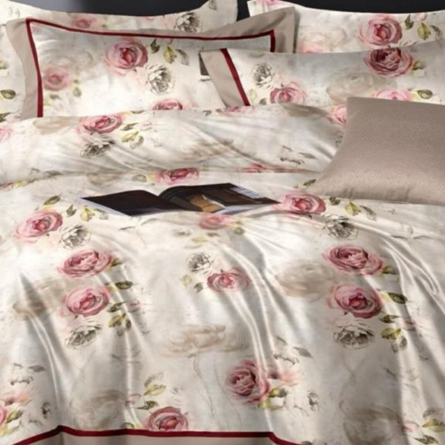 Biosibedding Sprei Bedcover Motif Bunga Pink Rose Romantic Motif Shabby - Sprei Bedcover Quilt Cover