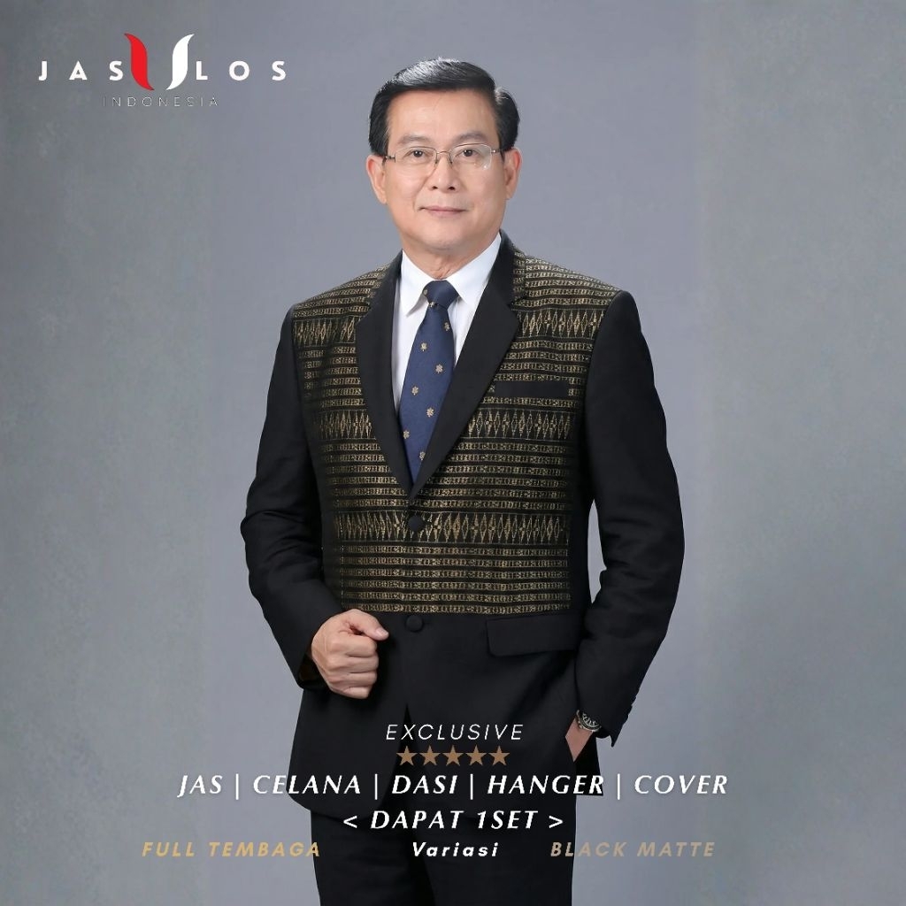 JAS ULOS SETELAN LENGKAP DASAR HITAM TEMBAGA