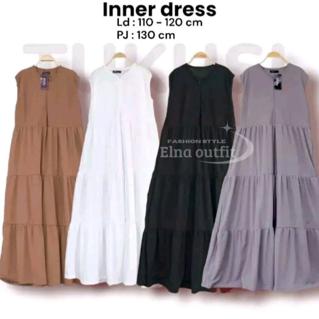 Gamis Inner Dress Rempel Susun Bahan Rayon Premium