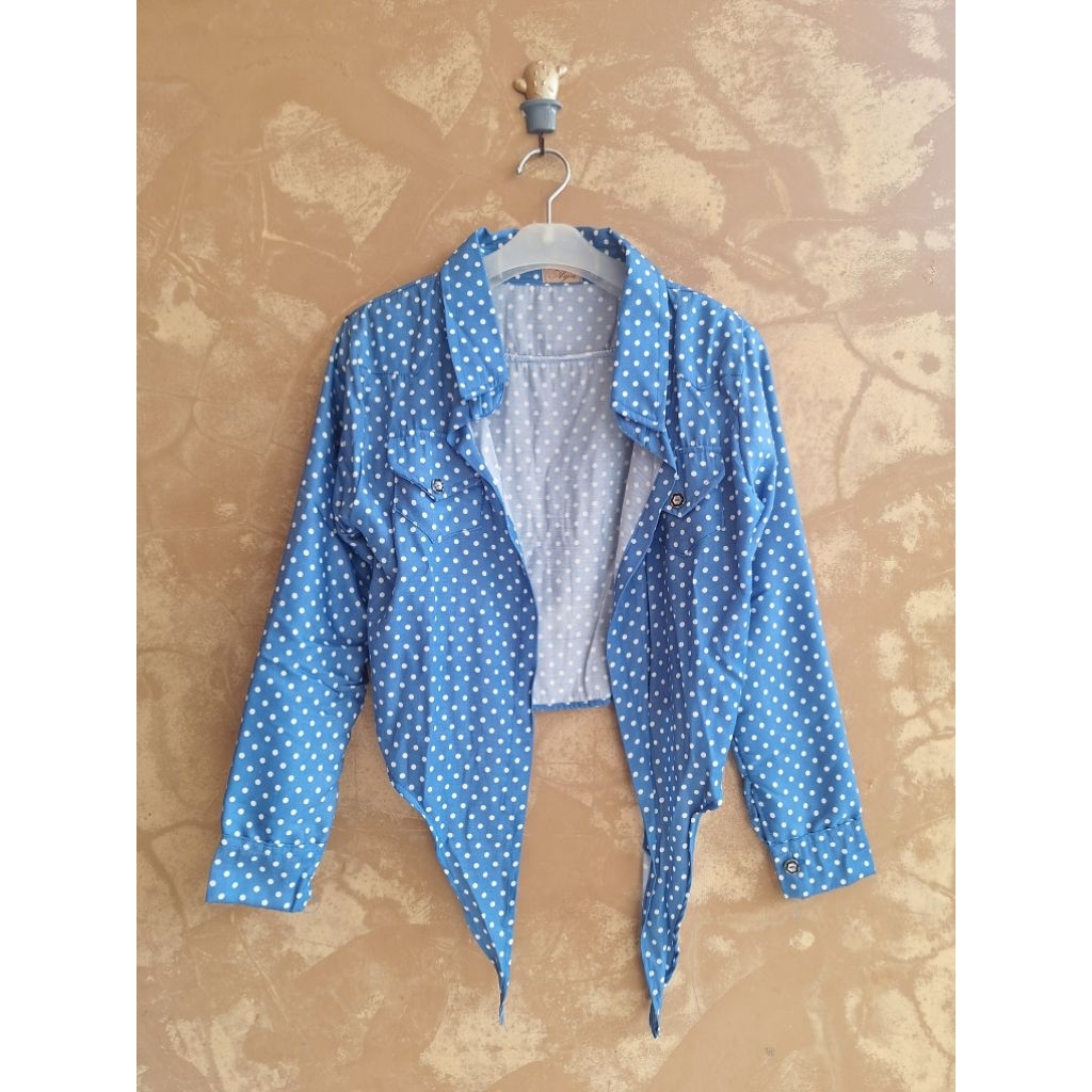 PRELOVED JAKET DENIM POLKA CARDI SWEATER BAHAN KATUN JUMPER JAKET TOPI TUDUNG JAKET KAOS FLECE JAKET