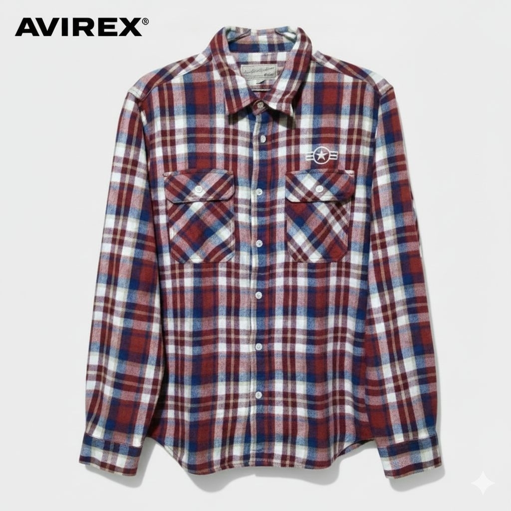 AVIREX usa kemeja flanel original vtg medium fit large