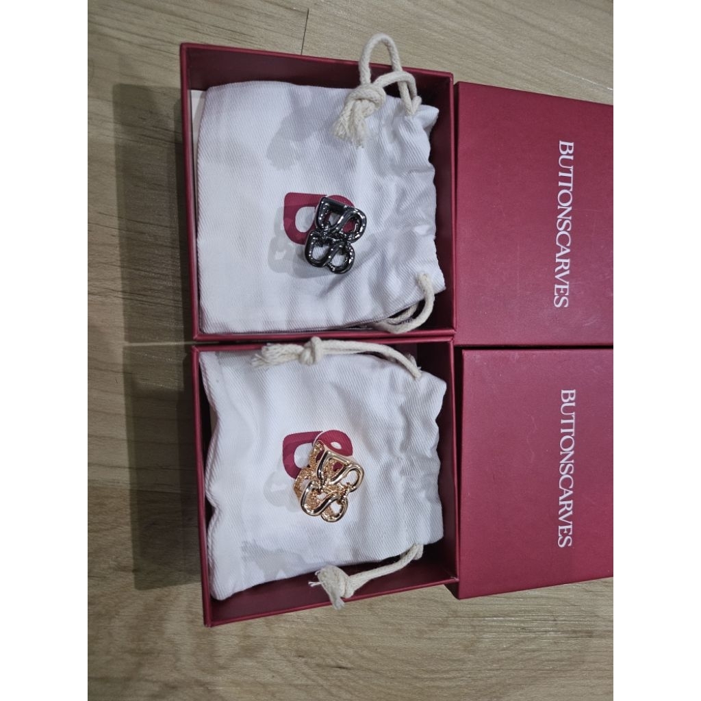 deux ring brooch buttonscarves NEW hematite rose gold