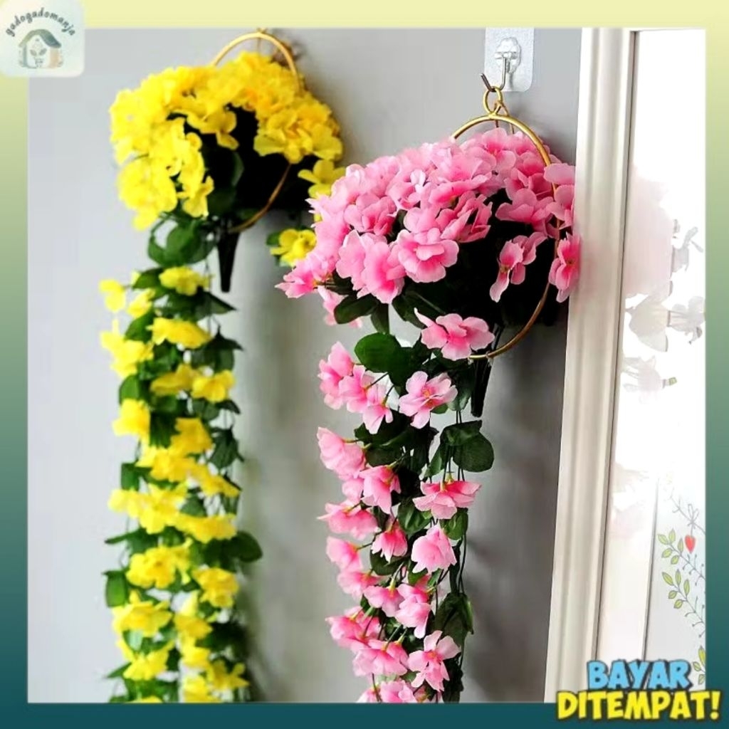 BT03 Bunga Juntai Plastik Dekorasi Bunga Rambat Sintetis Tanaman Hias Gantung Dinding Artificial