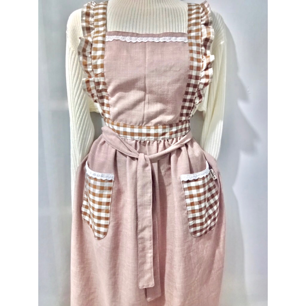 CELEMEK/APRON COKLAT KOREA RAMPLE/BUNNY APRON/KOREAN APRON AESTHETIC/REQUEST APRON