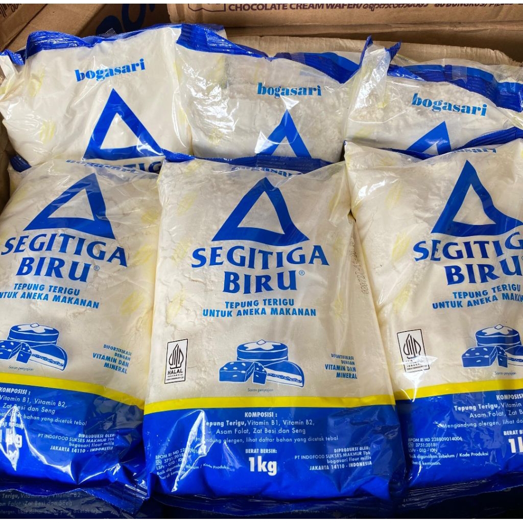 Tepung Terigu Segitiga Biru Bogasari 1kg Tepung Terigu Protein Sedang
