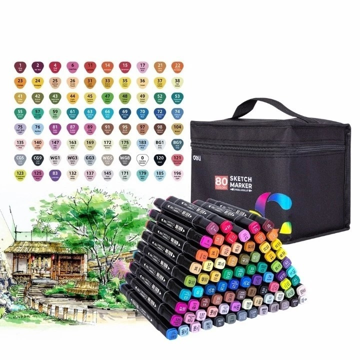 DELI - SPIDOL SKETSA / SPIDOL MEWARNAI DUAL TIP / SKETCH MARKER 70806