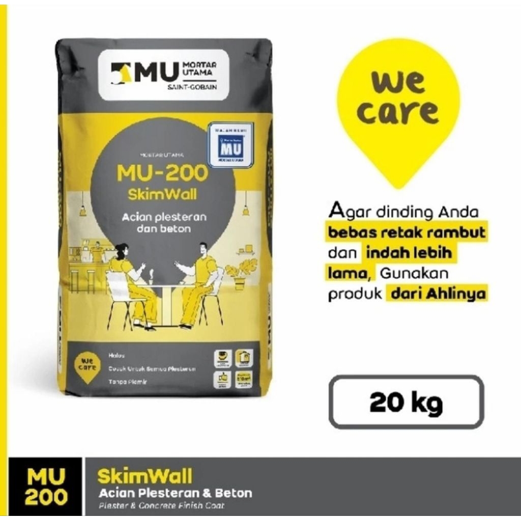MU200 / MU 200 Skimwall Acian Plester Dan Beton 20Kg/1Zak