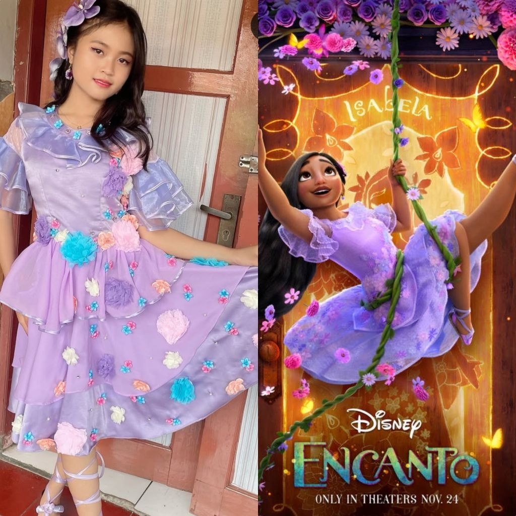 Isabela Encanto kostum Disney Isabela Encanto preloved + jepit rambut + sandal tali