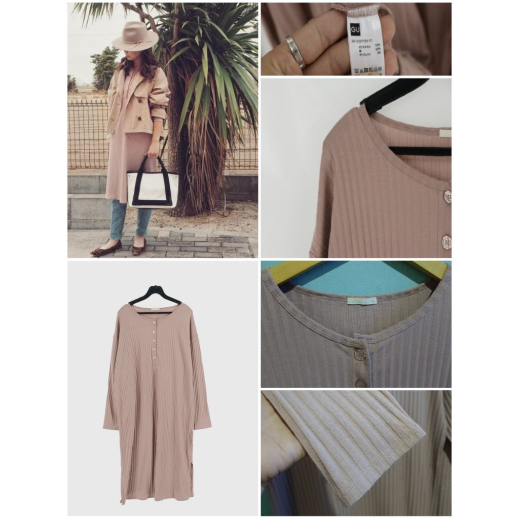 GU uniqlo Long tunik LIDI oneck size L pink salem/Dusty pink