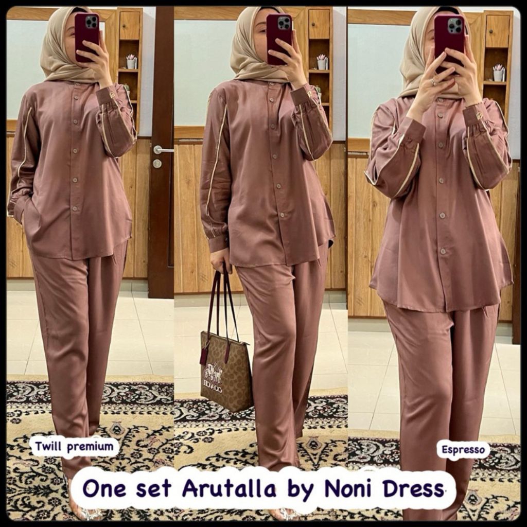 ReenaDaily (Jepara) ONE SET ARUTALA by Noni Dress Setelan Celana Original Bahan Twill Premium