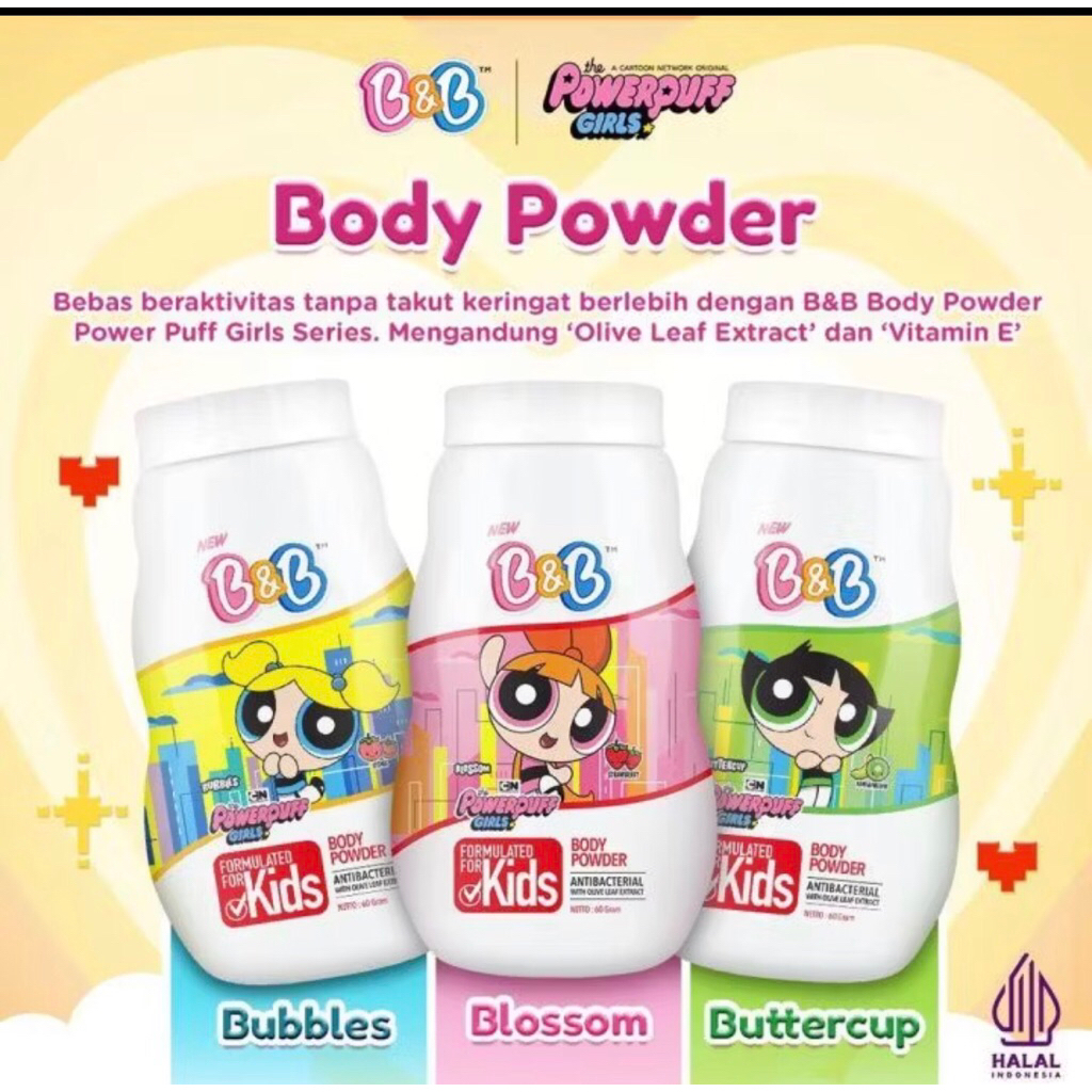 B&B Kids Body Powder Powerpuff Girls | Bedak Tabur Anak