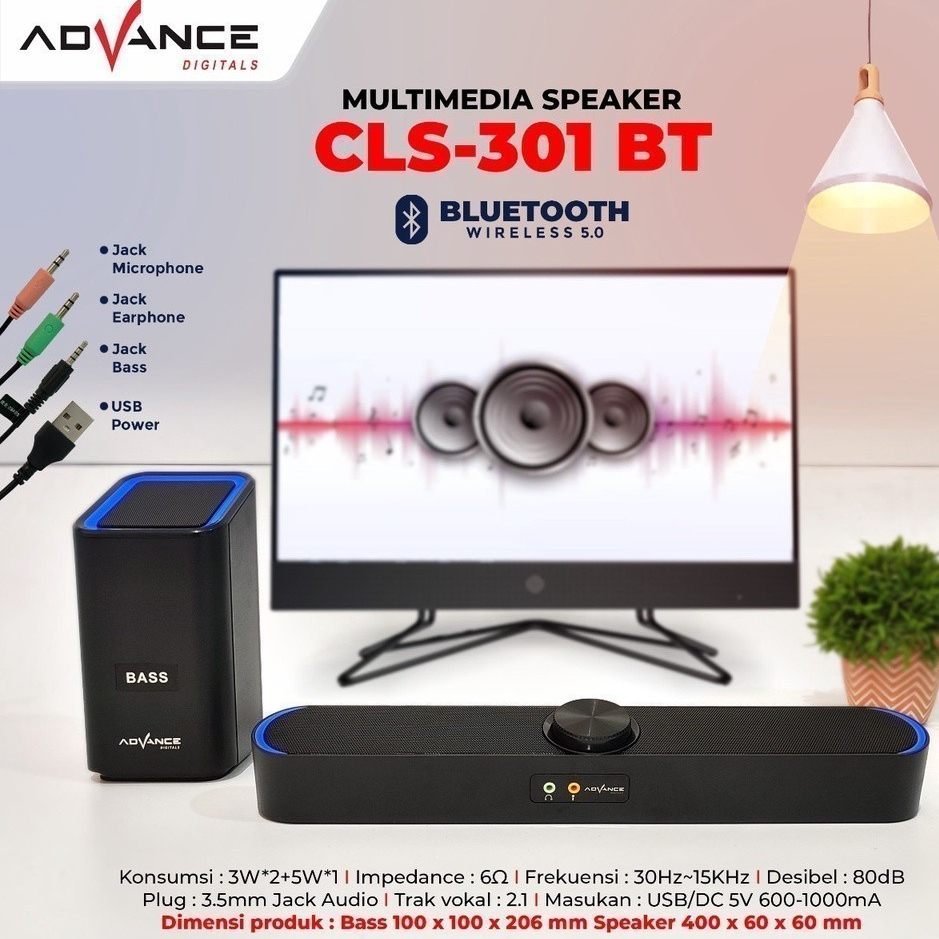 Speaker ADVANCE multimedia / Soundbar blutot dengan subwoffer CLS 301BT