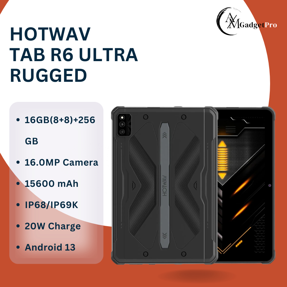 HOTWAV Tab R6 Ultra rugged Tablet, 8GB+256GB 15600mAh 10.4 inch Android Tablet