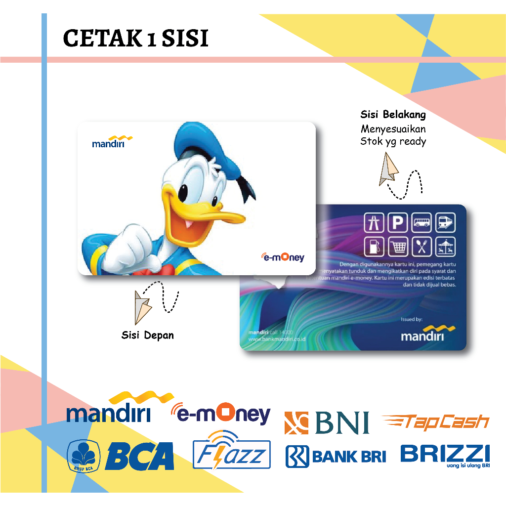 KARTU EMONEY ETOLL DONAL DUCK BEBEK ANIME FLAZZ BCA GEN 2 MANDIRI TAPCASH BNI BRI BRIZZI - 1 SISI