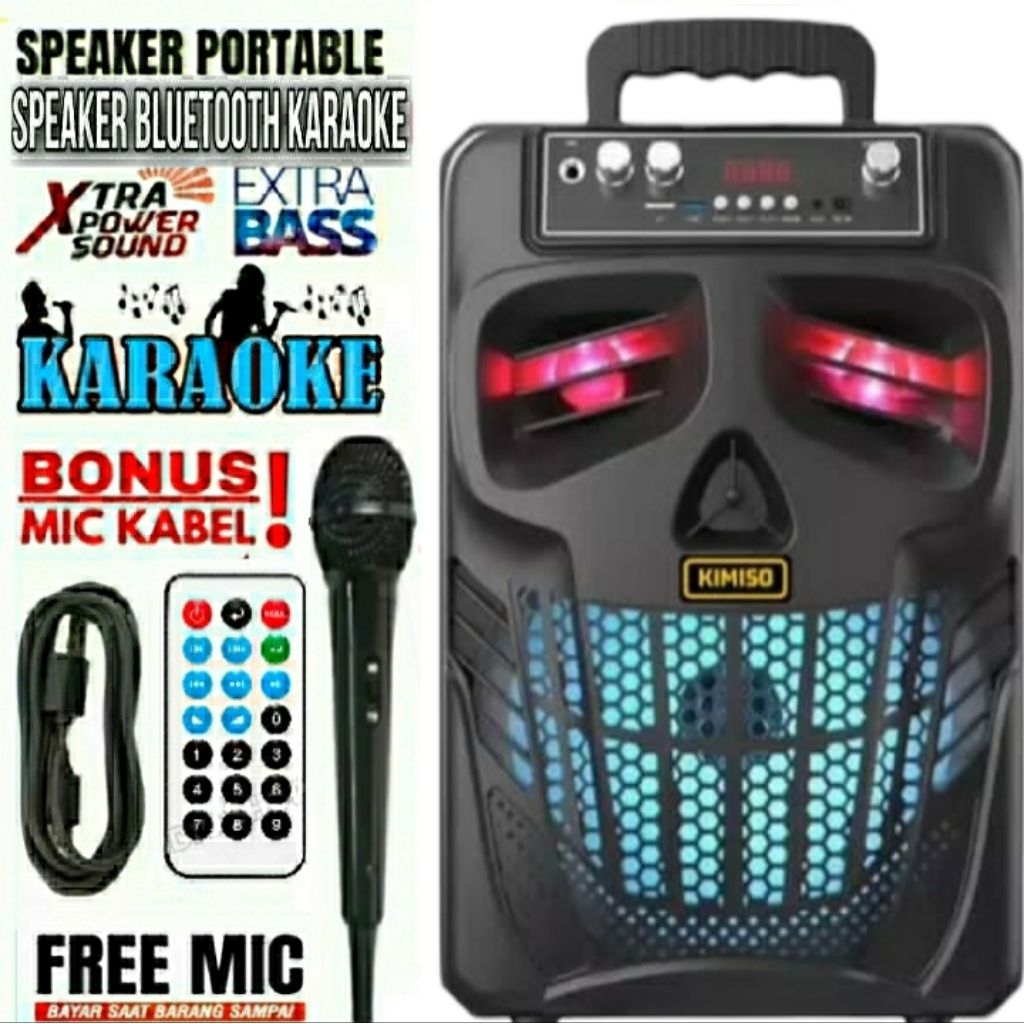 FFULL BASSS Speaker Bluetooth Kimiso 8.8inc Speaker Bluetooth Subwoofer aktif 7801 Super Bass Speake