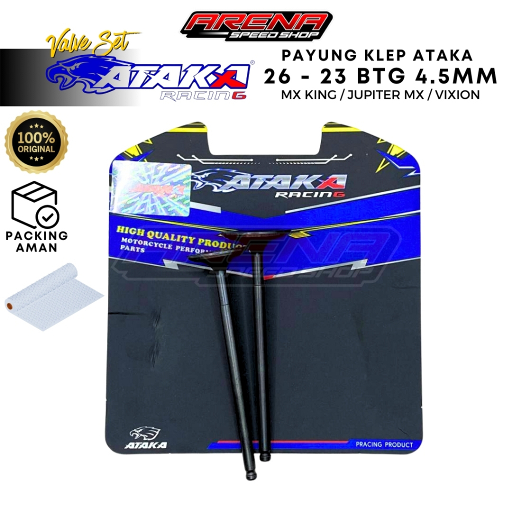 ATAKA Racing 26 / 23 4.5mm Valves Set - Payung Klep 26 23 Batang 4.5 mm MX VIXION MX KING Original