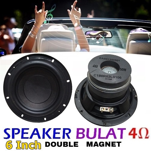 Speaker Subwoofer HiFi 6 Inch 50W 4R Double Magnet Auto Audio Musik Home Teather Stereo 4 Ohm 50Watt