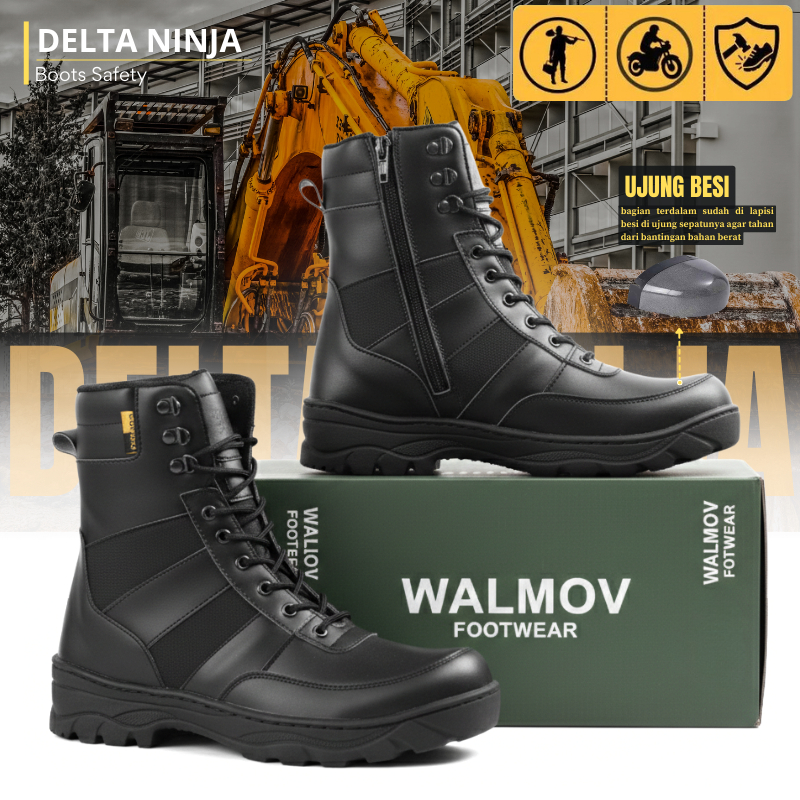 Sepatu Safety PDL TNI Ninja POLRI Boots Safety - Walmov Footwear
