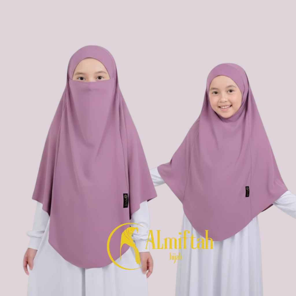 almiftah kids-hijab anak french khimar jersy/jilbab anak cadar walid