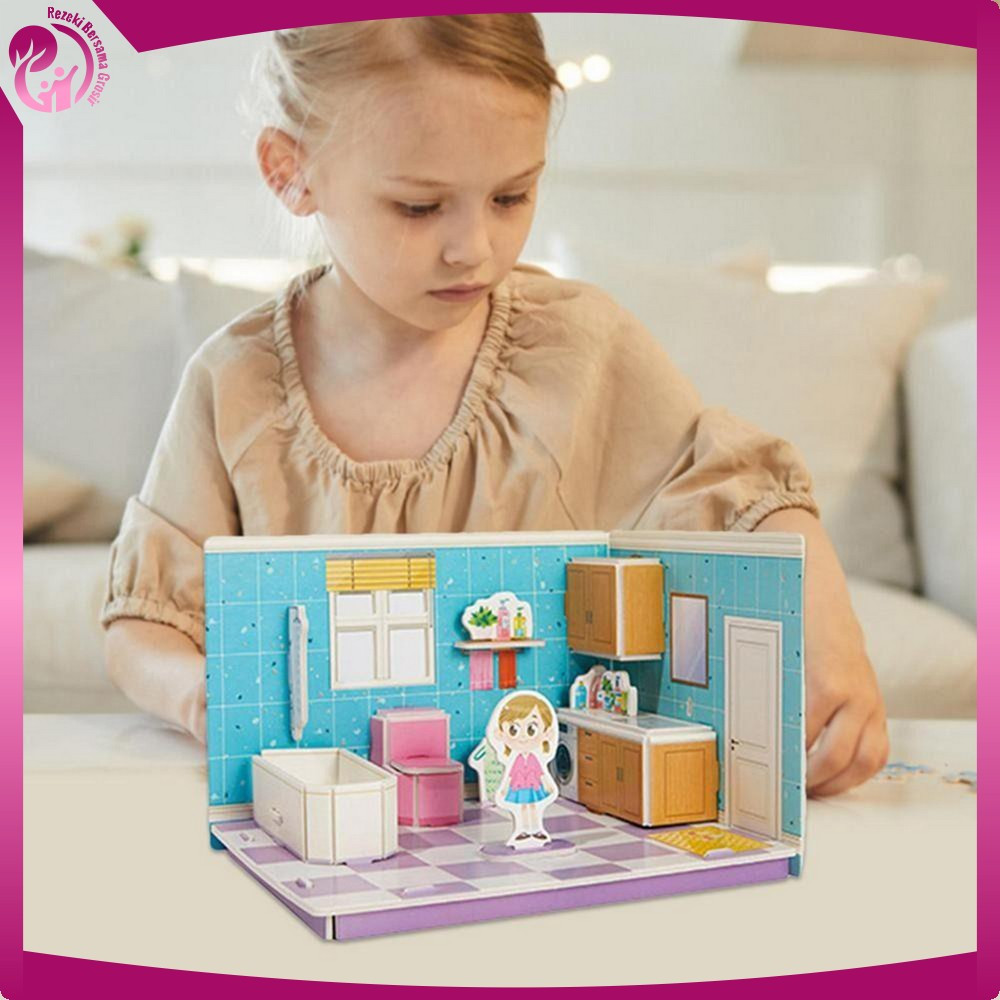 DIY Mainan Puzzle 3D Mini Edukasi Anak Miniatur Kertas Busa / Mainan Bongkar Pasang Meningkatkan Kre