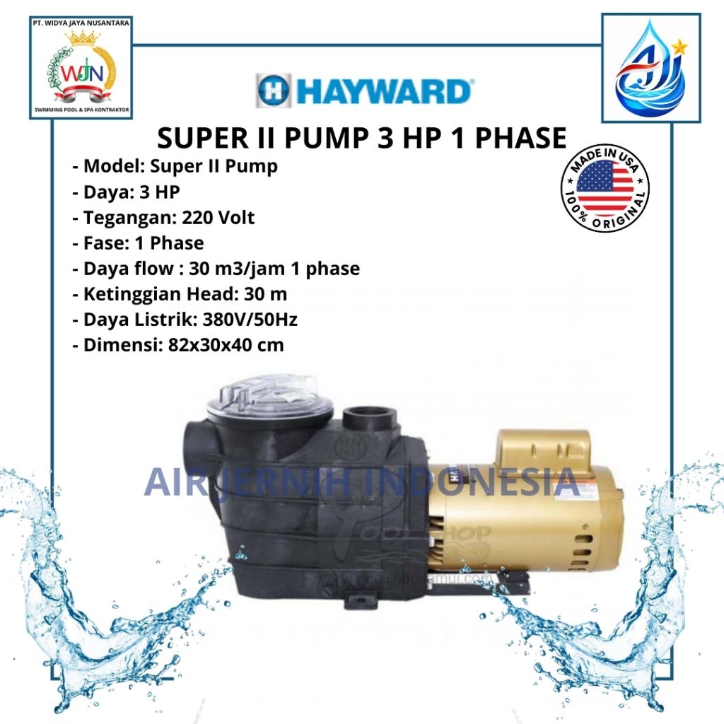 Super II Pump 3 HP 1 Phase Hayward