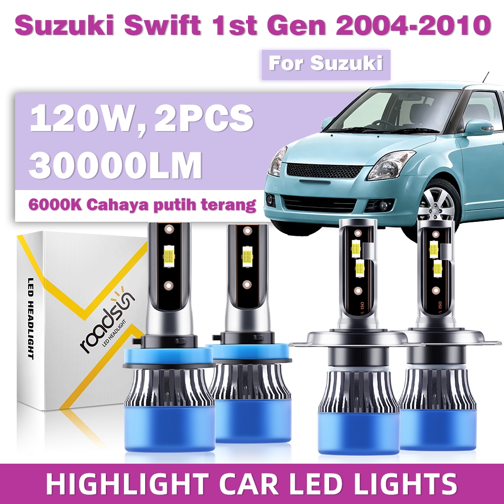 Lampu Depan Mobil LED ROADSUN H4 H11, [Cocok untuk Suzuki Swift 1st Gen 2004-2010]