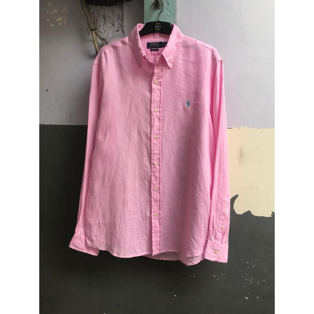 kemeja Ralph Lauren linen polos lengan panjang preloved