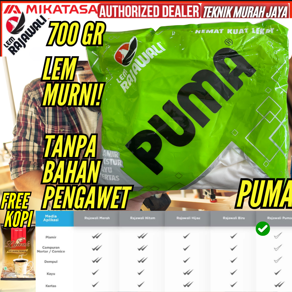 LEM RAJAWALI LEM PUMA PVAC Lem Putih 700 gram Serbaguna Campur Plamir Kertas Kayu Putih ASLI kuat da