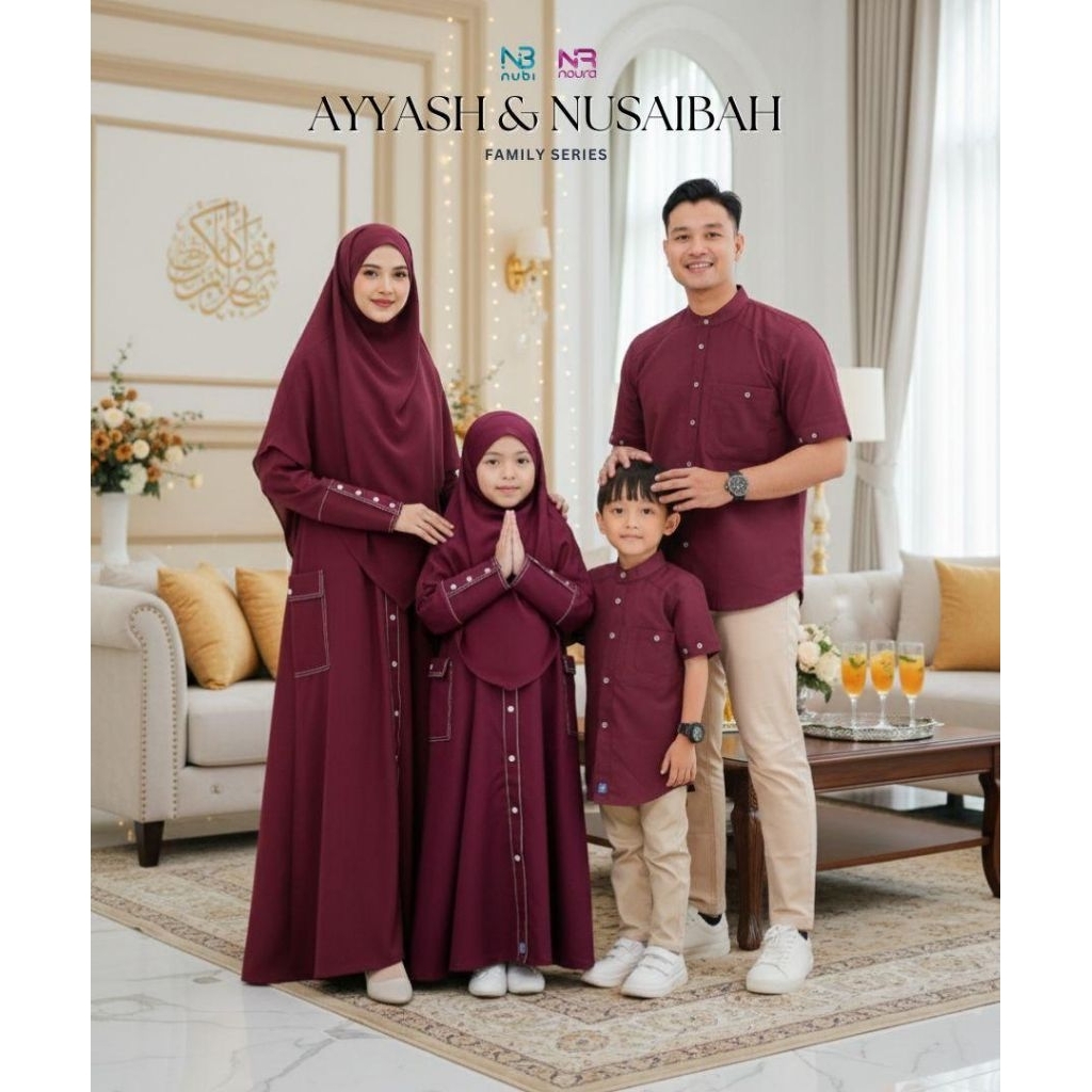 Gamis Nusaibah noura - set gamis polos - abaya