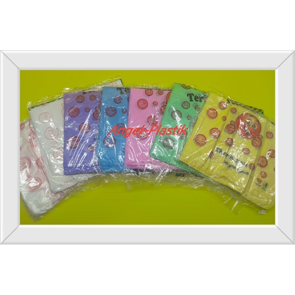 KANTONG PLASTIK BJ OZO SMILE WARNA TERIMA KASIH UKURAN 15 24 28 | KRESEK SMILE THANKYOU WARNA WARNI