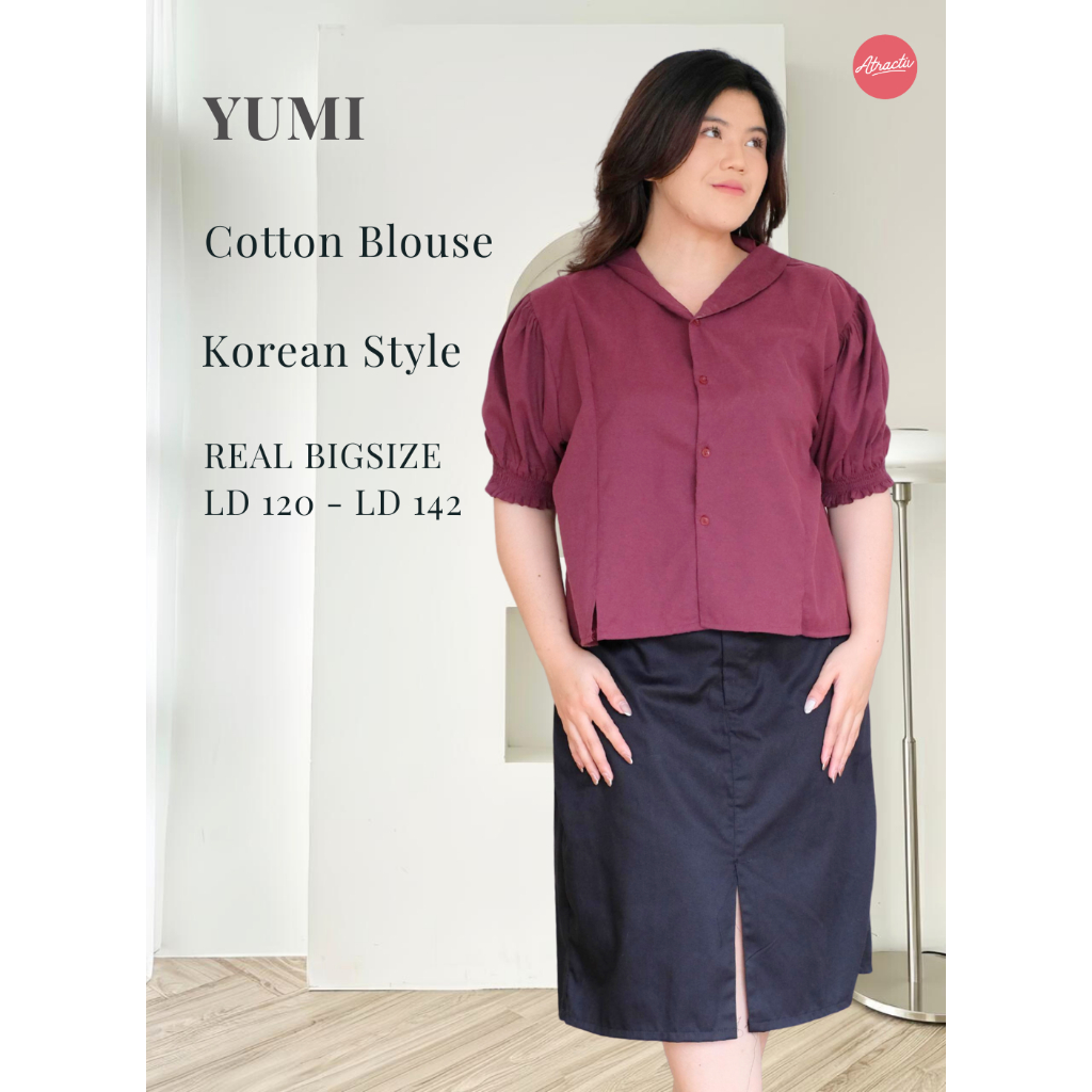 ATRACTIV Blouse Kantor Jumbo Wanita LD120 LD130 LD142 Blouse Lengan Pendek Jumbo Blouse Kantor Yumi