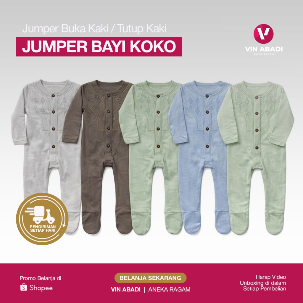 Jumper Bayi / Buka Kaki / Tutup Kaki / Baju Koko / Newborn / Jumpsuit
