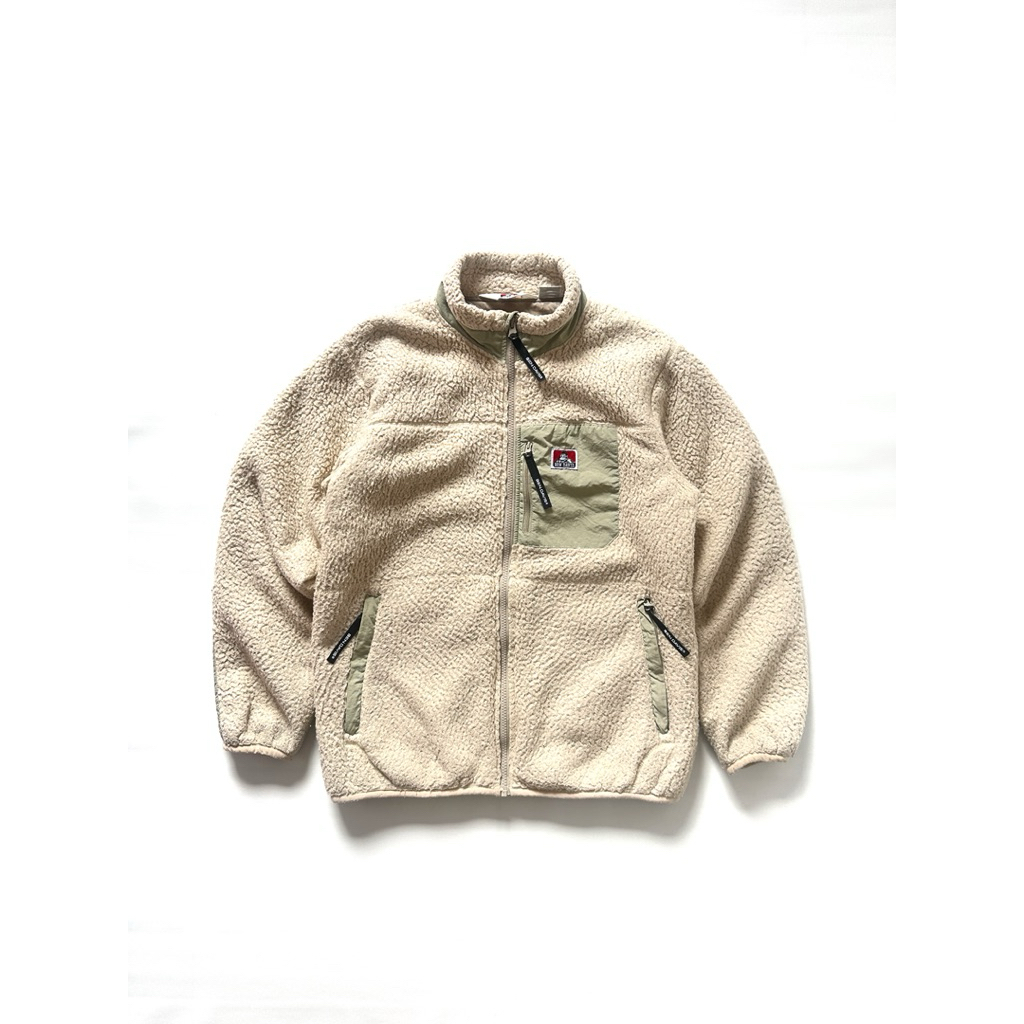 BEN DAVIS Boa Fleece Jacket - Cream/Green