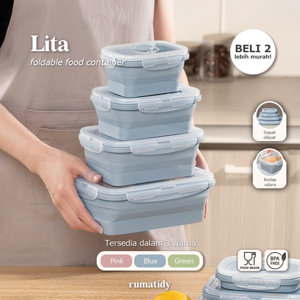 (RUMATIDY) LITA Kotak Makan Silikon Lipat Food Container Silicon Expandable Tempat Makan Silikon