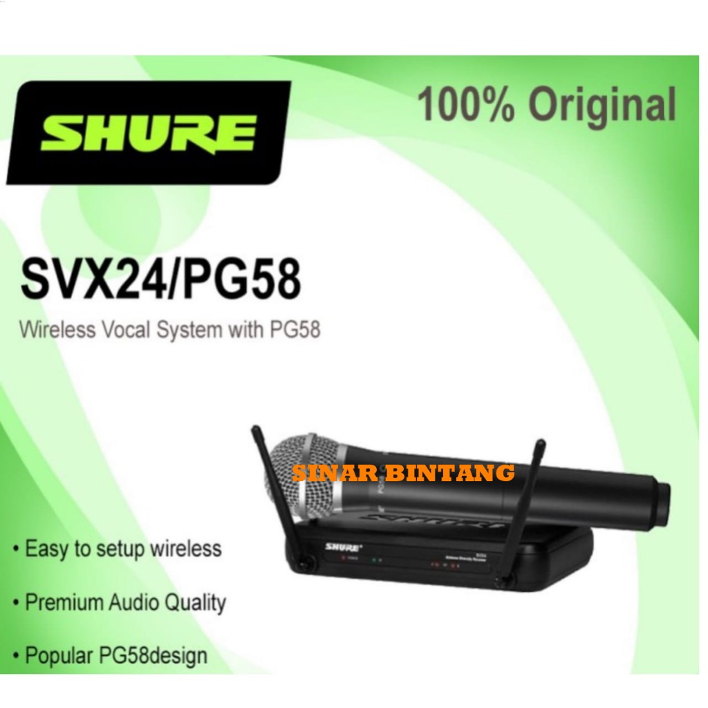 ORIGINAL MIC WIRELESS SHURE SVX24/PG58 MIC WIRELESS SHURE ORIGINAL SVX 24 / PG58