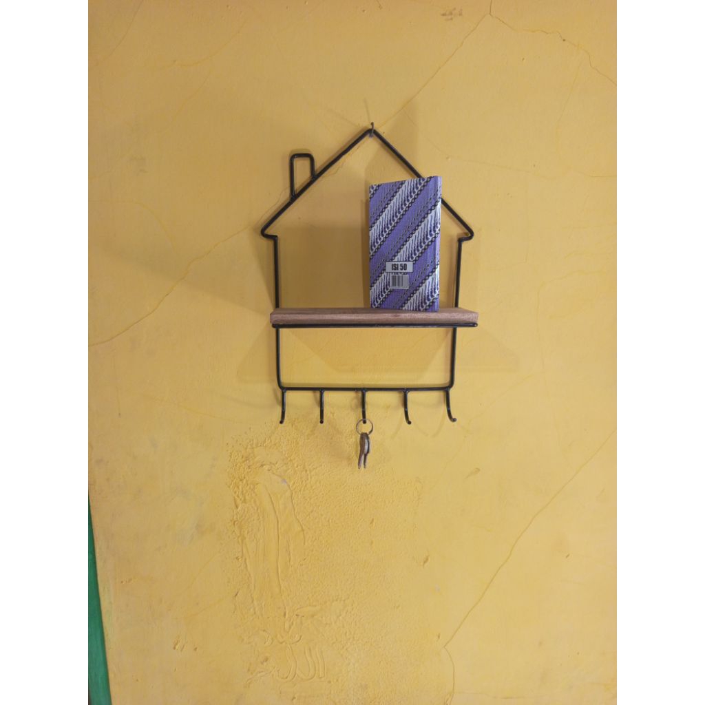 rak gantungan kunci, rak besi tempat asesoris, rak diding besi serba guna