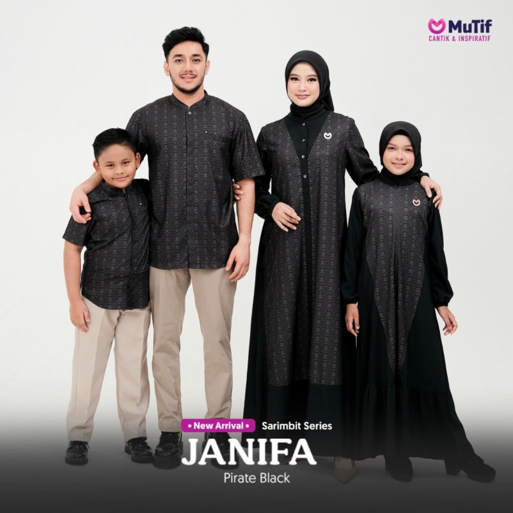 Sarimbit Keluarga JANIFA Mutif | Baju Lebaran Ayah Ibu Anak Warna Hitam Elegan