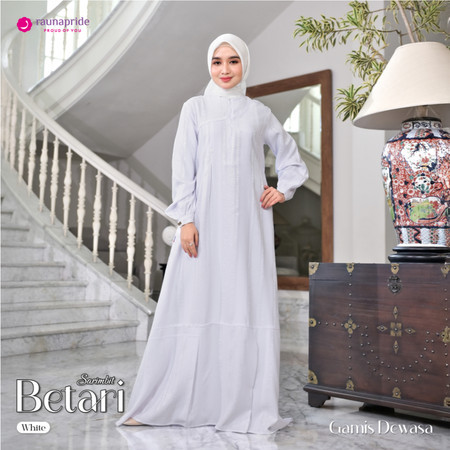 RAUNA BAJU COUPLE / FAMILY SET/ SARIMBIT KELUARGA GAMIS MUSLIM WANITA TERBARU WARNA PUTIH MODEL BETA