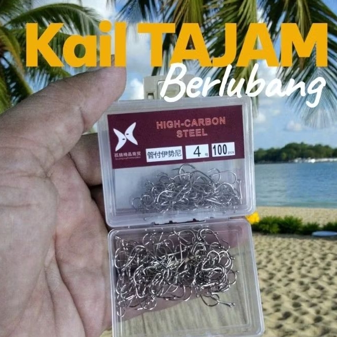 MATA KAIL HIGH CARBON STEEL ISI 100 PCS WARNA PUTIH BERLUBANG KUAT DAN TAJAM
