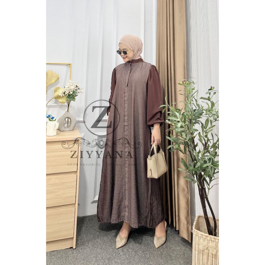 gamis wanita jumbo - Alana dress kombinasi viscose jaguar mix ashera mix premium | gamis lebaran bus